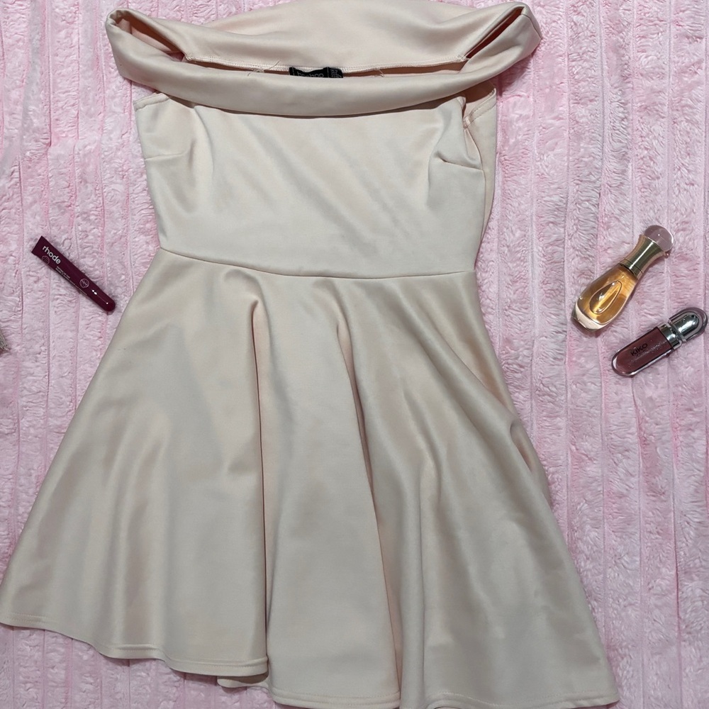 Elegant Cream Off-Shoulder Dress